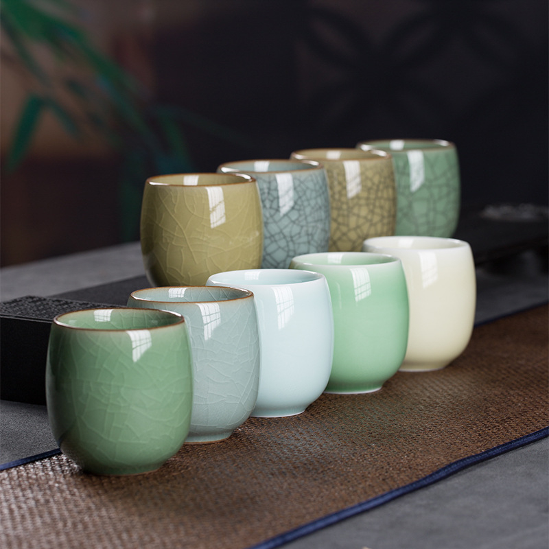 Cană ceramică Gongfu mare, ceașcă unică pentru ceai, cadou de ceai cu glazură Celadon
