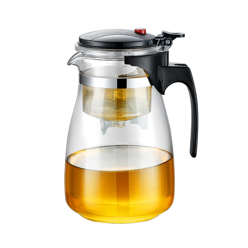 Ceainic din sticlă cu separare a apei și filtrare cu un singur buton, 500 ml, pentru uz casnic.