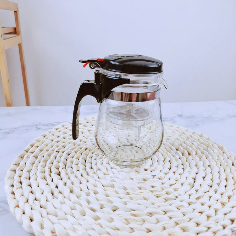 Ceainic din sticlă cu separare a apei și filtrare cu un singur buton, 500 ml, pentru uz casnic.