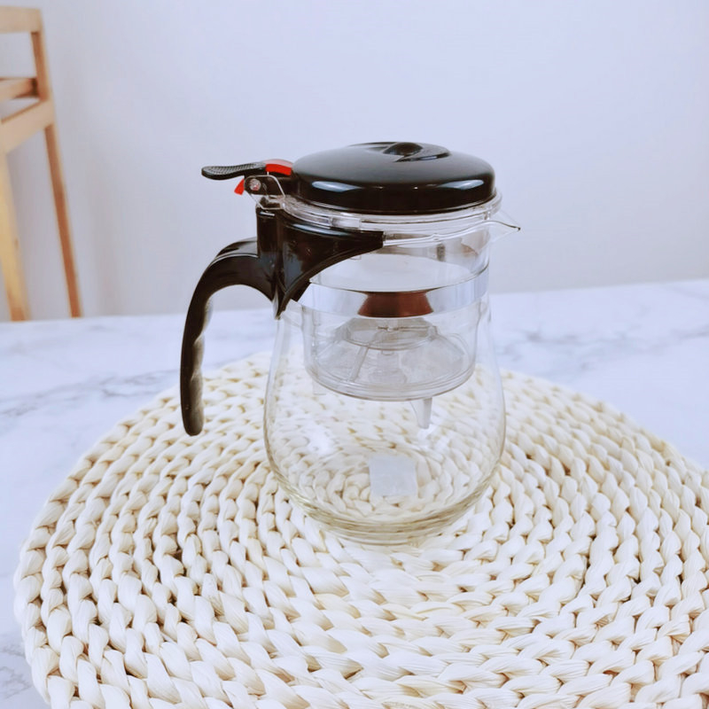 Ceainic din sticlă cu separare a apei și filtrare cu un singur buton, 500 ml, pentru uz casnic.