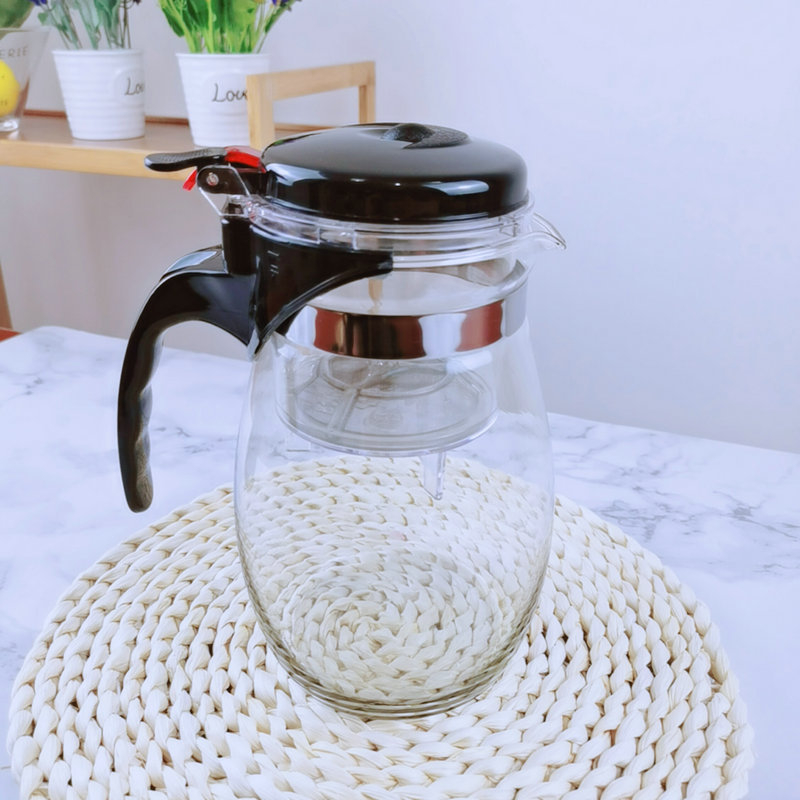 Ceainic din sticlă cu separare a apei și filtrare cu un singur buton, 500 ml, pentru uz casnic.