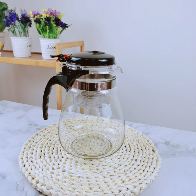 Ceainic din sticlă cu separare a apei și filtrare cu un singur buton, 500 ml, pentru uz casnic.
