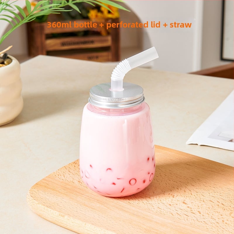 Pahar plastic de unică folosință pentru ceai cu lapte, cu capac, stil modern, pentru sucuri și băuturi reci, capacitate sub 100 ml
