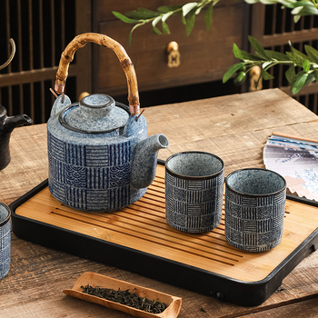 Ceainic ceramic în stil chinezesc, capacitate mare, cu mâner basculant — set Kung Fu de ceai cu ceainice mari și mici