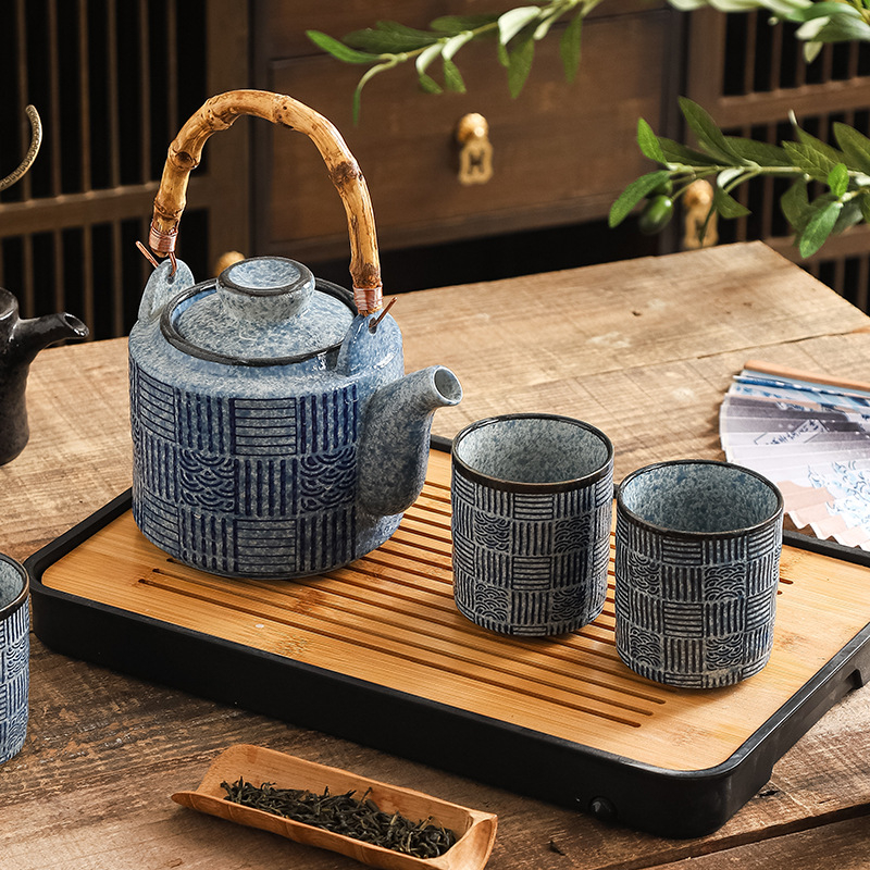 Ceainic ceramic în stil chinezesc, capacitate mare, cu mâner basculant — set Kung Fu de ceai cu ceainice mari și mici