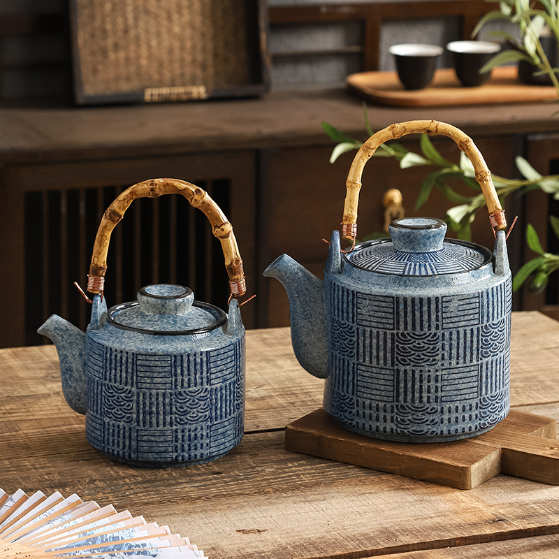Ceainic ceramic în stil chinezesc, capacitate mare, cu mâner basculant — set Kung Fu de ceai cu ceainice mari și mici