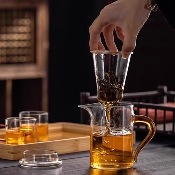 Ceainic din sticlă cu separare apă-ceai, filtru pentru ceai negru, set de ceai pentru birou