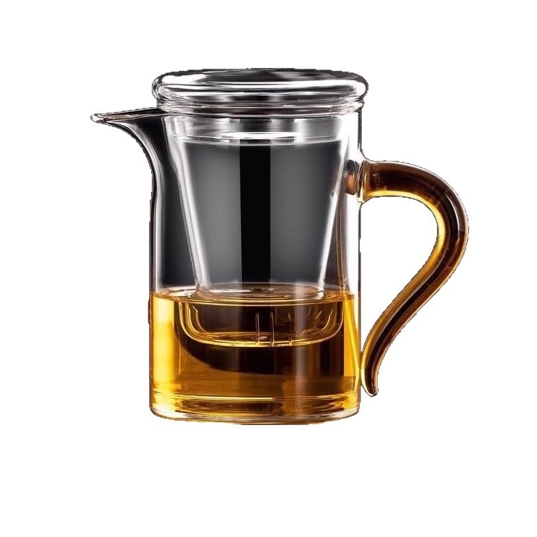 Ceainic din sticlă cu separare apă-ceai, filtru pentru ceai negru, set de ceai pentru birou