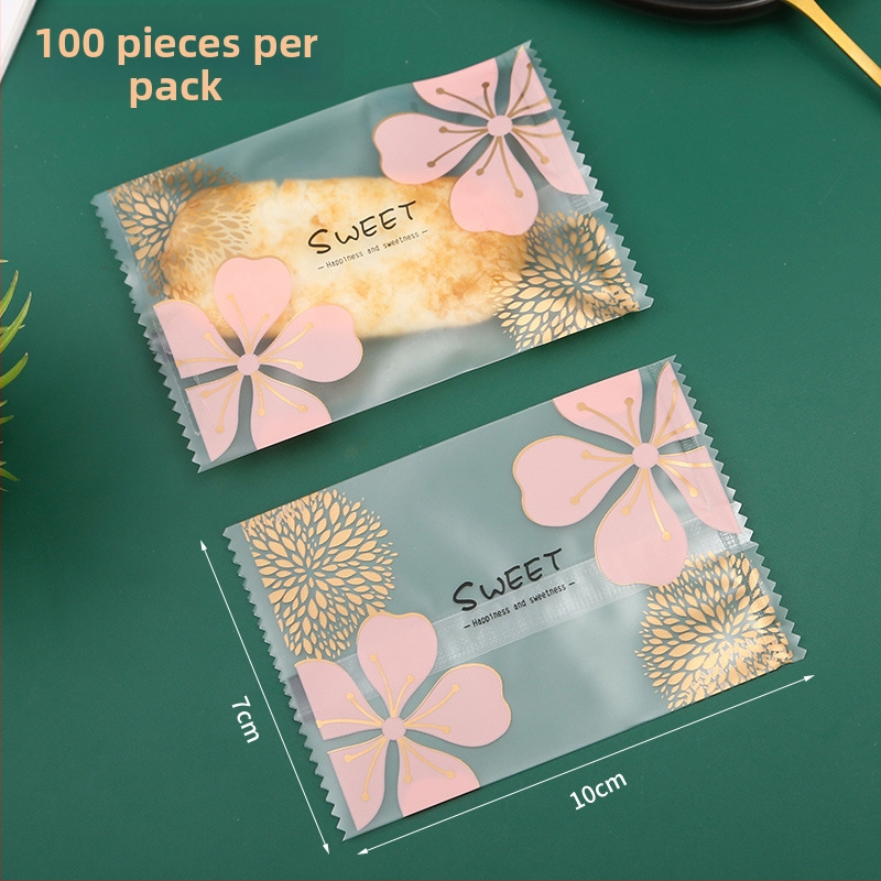 Pungi transparente pentru ambalarea nugatului cu design floare de cireș și fulgi de zăpadă, sigilate