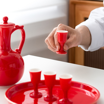 Set ceramic pentru vin cu distribuitor, pahare de toast pentru nuntă, pahare înalte, încălzitor de vin și tavă în stil chinezesc.