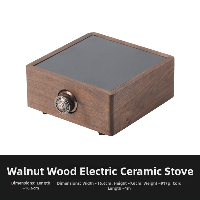 Ceainic din sticlă cu mâner din lemn de nuc, pentru plită electrică ceramică, mic aparat de preparare a ceaiului cu separare ceai-apă
