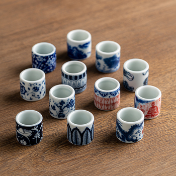 Suport pentru capacul de ceai, ceramică pictată manual, albastru și alb, stil chinezesc, accesorii ceremoniale pentru ceai