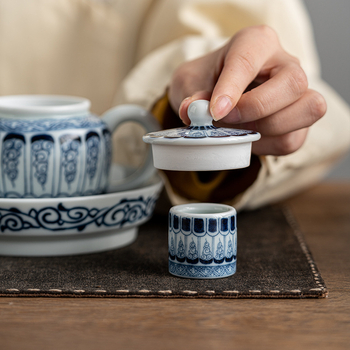 Suport pentru capacul de ceai, ceramică pictată manual, albastru și alb, stil chinezesc, accesorii ceremoniale pentru ceai