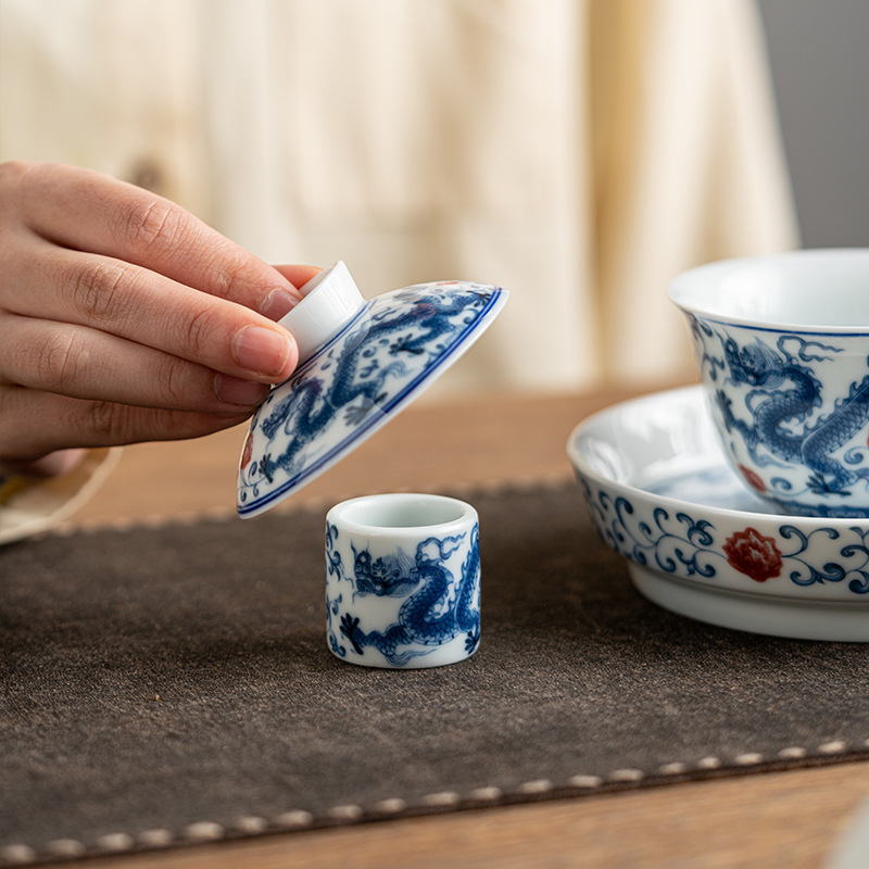Suport pentru capacul de ceai, ceramică pictată manual, albastru și alb, stil chinezesc, accesorii ceremoniale pentru ceai