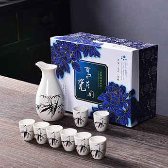Set porțelén pentru băuturi, 9 piese, dozator de lichior, accesorii de vin, stil modern minimalist