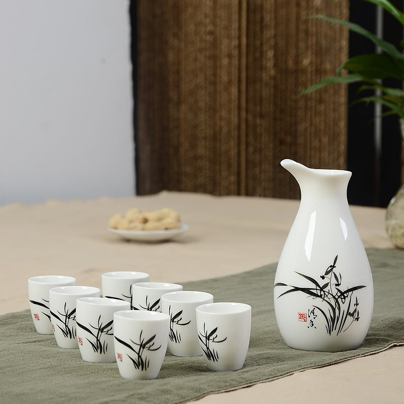 Set porțelén pentru băuturi, 9 piese, dozator de lichior, accesorii de vin, stil modern minimalist
