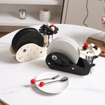 Set de furculițe pentru fructe din oțel inoxidabil cu lingură de desert și raft de depozitare – design proaspăt și drăguț, stil japonez-coreean, Lashangtao