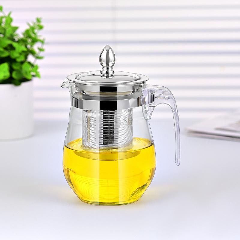 Ceainic din sticlă rezistent la căldură pentru ceai cu flori, separare ceai-apă, stil Kung Fu, filtru din oțel inoxidabil 304, model nou