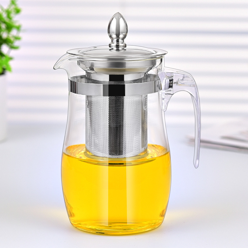 Ceainic din sticlă rezistent la căldură pentru ceai cu flori, separare ceai-apă, stil Kung Fu, filtru din oțel inoxidabil 304, model nou