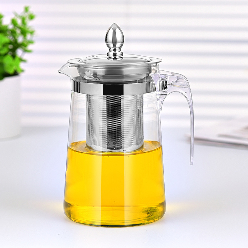 Ceainic din sticlă rezistent la căldură pentru ceai cu flori, separare ceai-apă, stil Kung Fu, filtru din oțel inoxidabil 304, model nou