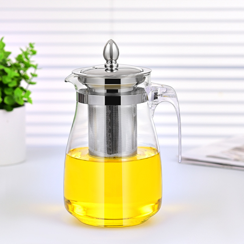 Ceainic din sticlă rezistent la căldură pentru ceai cu flori, separare ceai-apă, stil Kung Fu, filtru din oțel inoxidabil 304, model nou