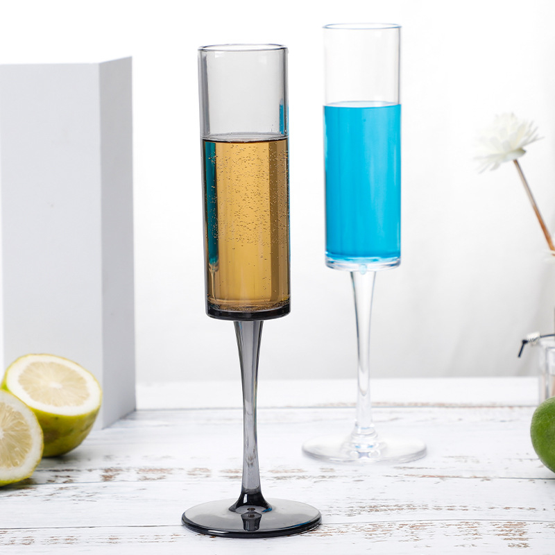 Pahar de șampanie din acril, design creativ, înalt pentru uz casnic, plastic negru transparent, rezistent la căderi, pahar de bar pentru cocktail, cadou