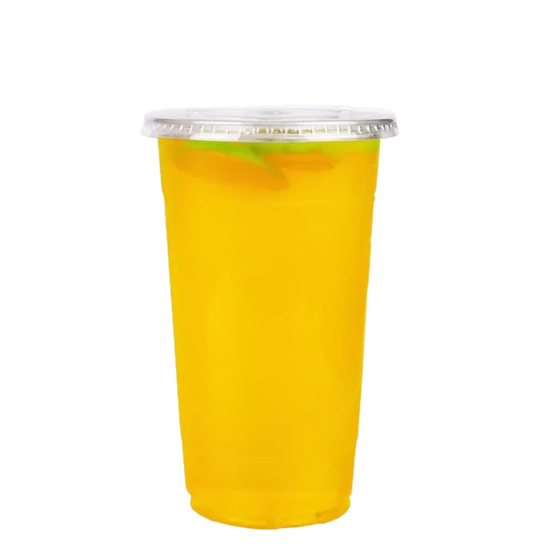 Pahar de unică folosință din PET transparent, diametru 107 mm, capacitate 1000 ml, potrivit pentru ceai cu lapte și ceai de fructe.