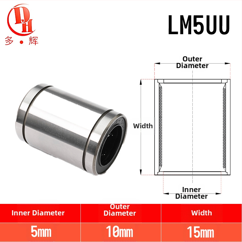 LM séria lineárnych ložísk (LM3UU–LM40UU) z ložovej ocele