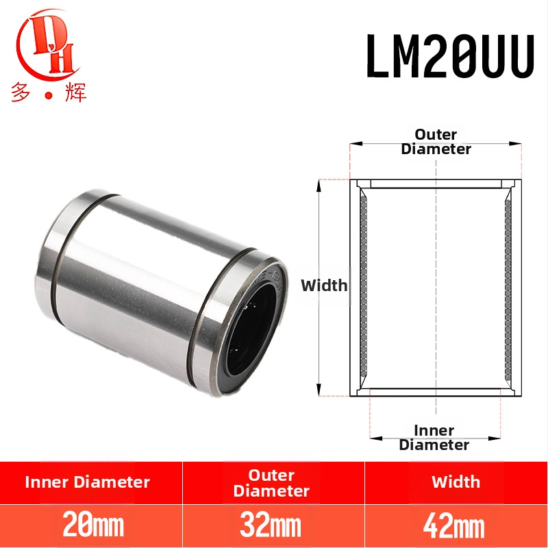 LM séria lineárnych ložísk (LM3UU–LM40UU) z ložovej ocele