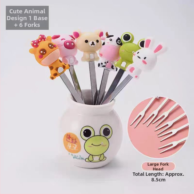 Furculițe creative pentru prăjituri și fructe, cu modele drăguțe de animale de companie, din oțel inoxidabil, aspect premium
