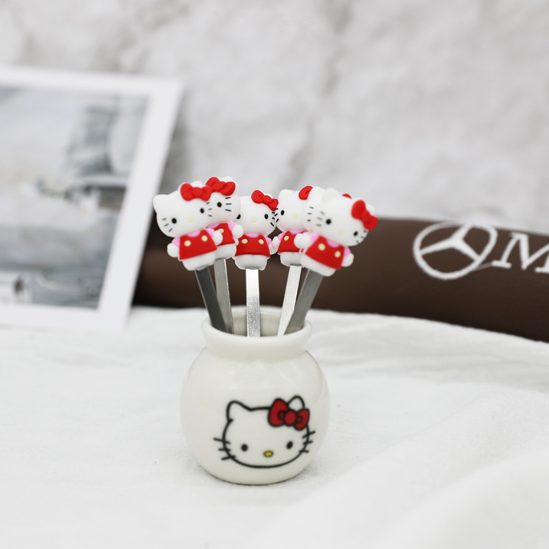 Furculițe creative pentru prăjituri și fructe, cu modele drăguțe de animale de companie, din oțel inoxidabil, aspect premium