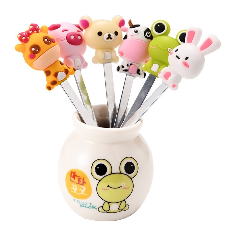 Furculițe creative pentru prăjituri și fructe, cu modele drăguțe de animale de companie, din oțel inoxidabil, aspect premium