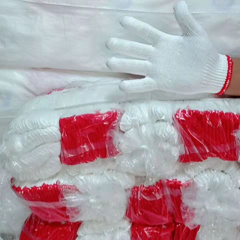 Бели найлонови работни ръкавици, издръжливи и топли, защитни за строителни обекти