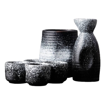 Set de sake în stil japonez, cu decanter vintage, încălzitor și cupe pentru uz casnic