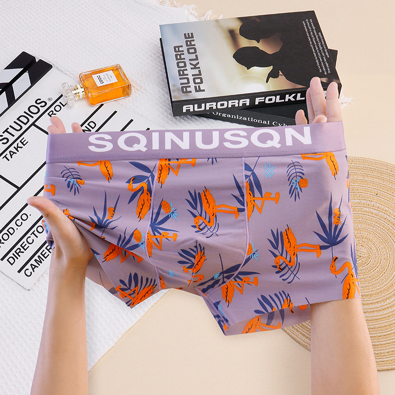 Novi stil muških gaćica od ledene svile, sladak i razigran dizajn, prozračan, tankog otiska boxer briefs
