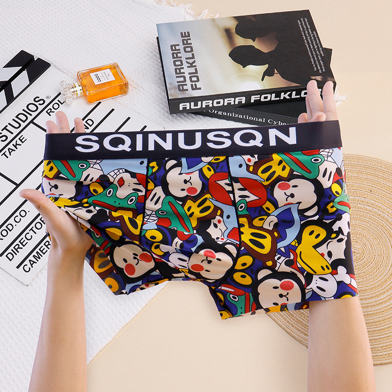 Novi stil muških gaćica od ledene svile, sladak i razigran dizajn, prozračan, tankog otiska boxer briefs