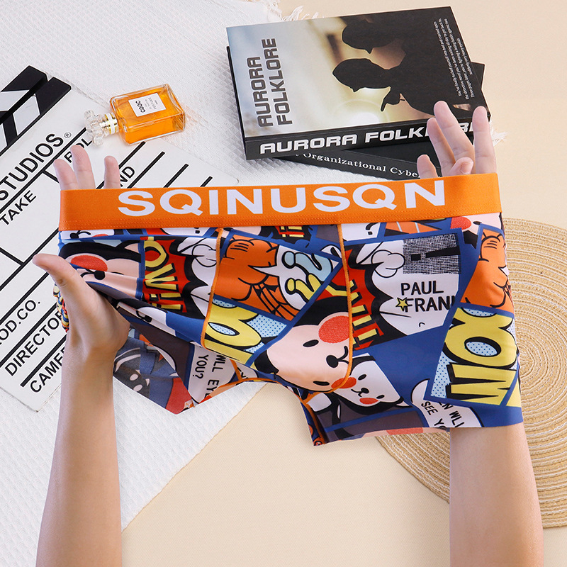 Novi stil muških gaćica od ledene svile, sladak i razigran dizajn, prozračan, tankog otiska boxer briefs