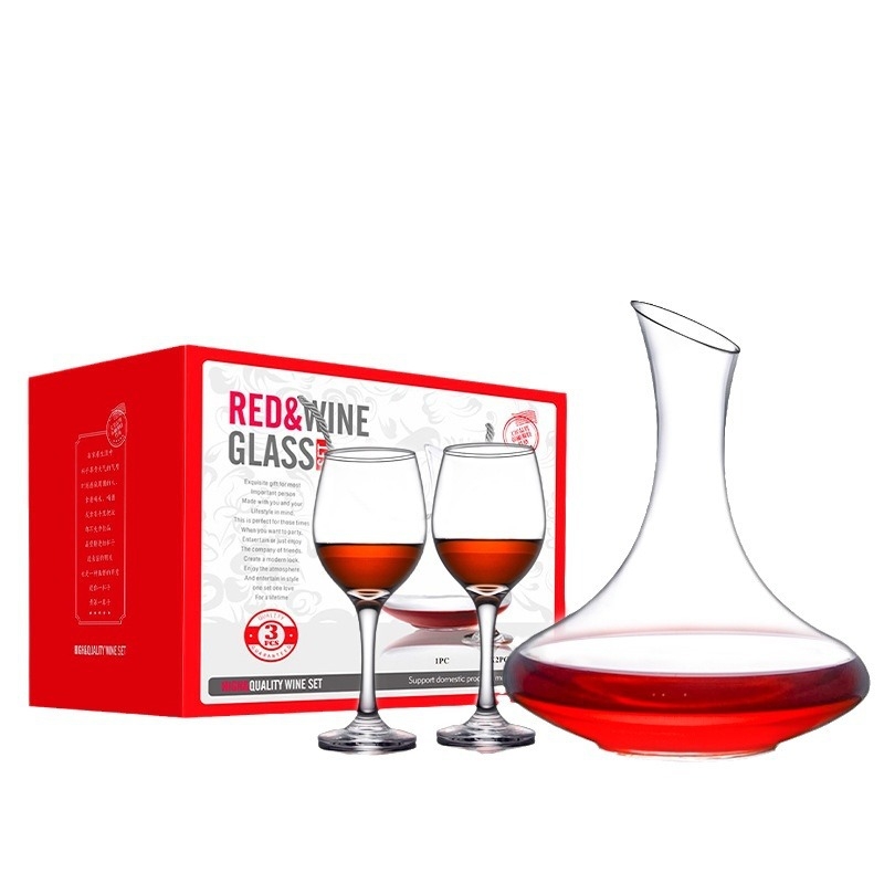 Set cadou de pahare de vin cu logo, 8 piese, include decantor și pahare înalte