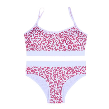 Set din bumbac cu sutien sport pentru fete, cupe fixe, 12–16 ani