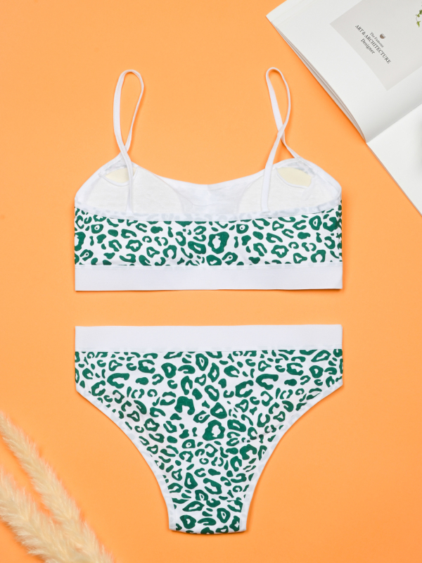 Set din bumbac cu sutien sport pentru fete, cupe fixe, 12–16 ani