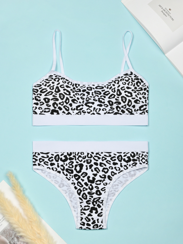 Set din bumbac cu sutien sport pentru fete, cupe fixe, 12–16 ani