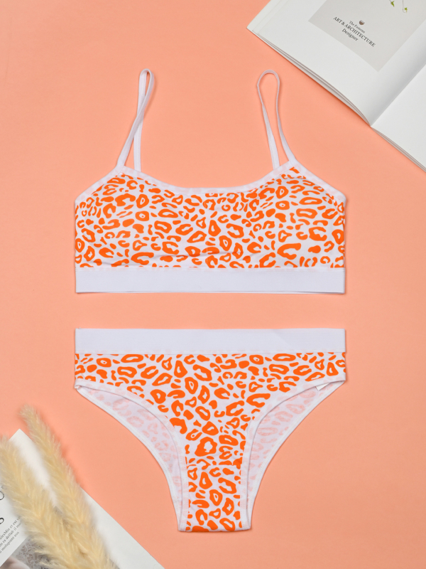 Set din bumbac cu sutien sport pentru fete, cupe fixe, 12–16 ani