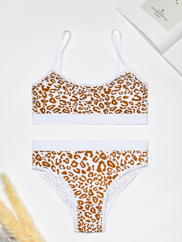 Set din bumbac cu sutien sport pentru fete, cupe fixe, 12–16 ani
