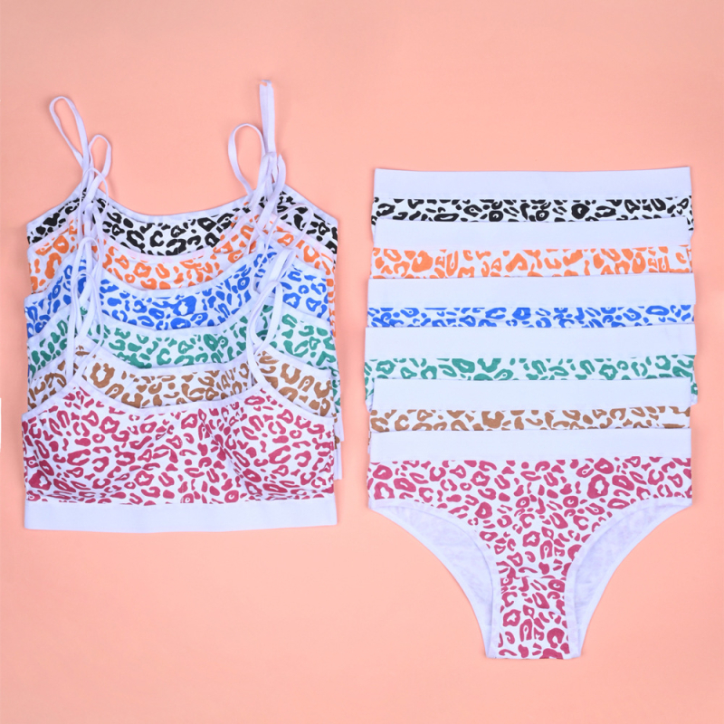 Set din bumbac cu sutien sport pentru fete, cupe fixe, 12–16 ani