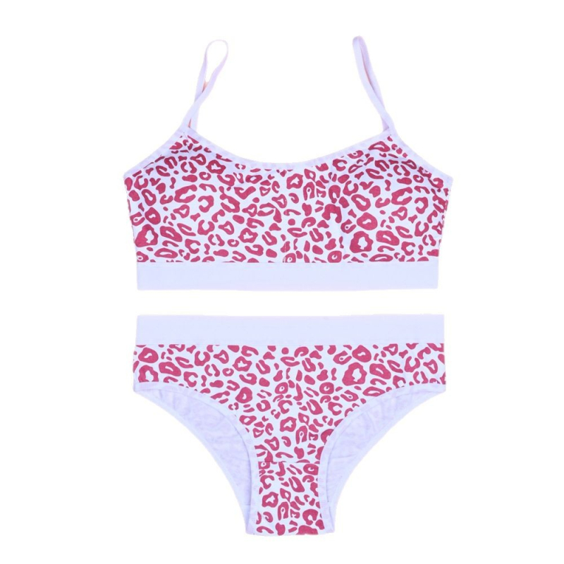 Set din bumbac cu sutien sport pentru fete, cupe fixe, 12–16 ani