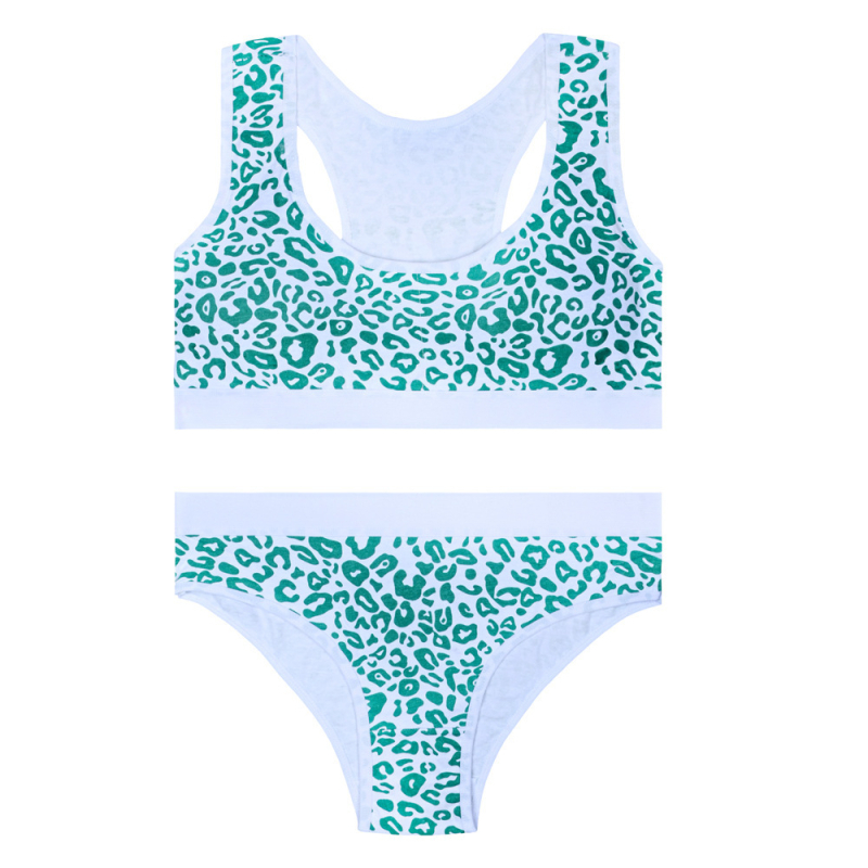 Set din bumbac cu sutien sport pentru fete, cupe fixe, 12–16 ani