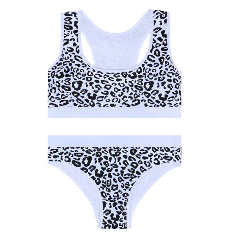 Set din bumbac cu sutien sport pentru fete, cupe fixe, 12–16 ani