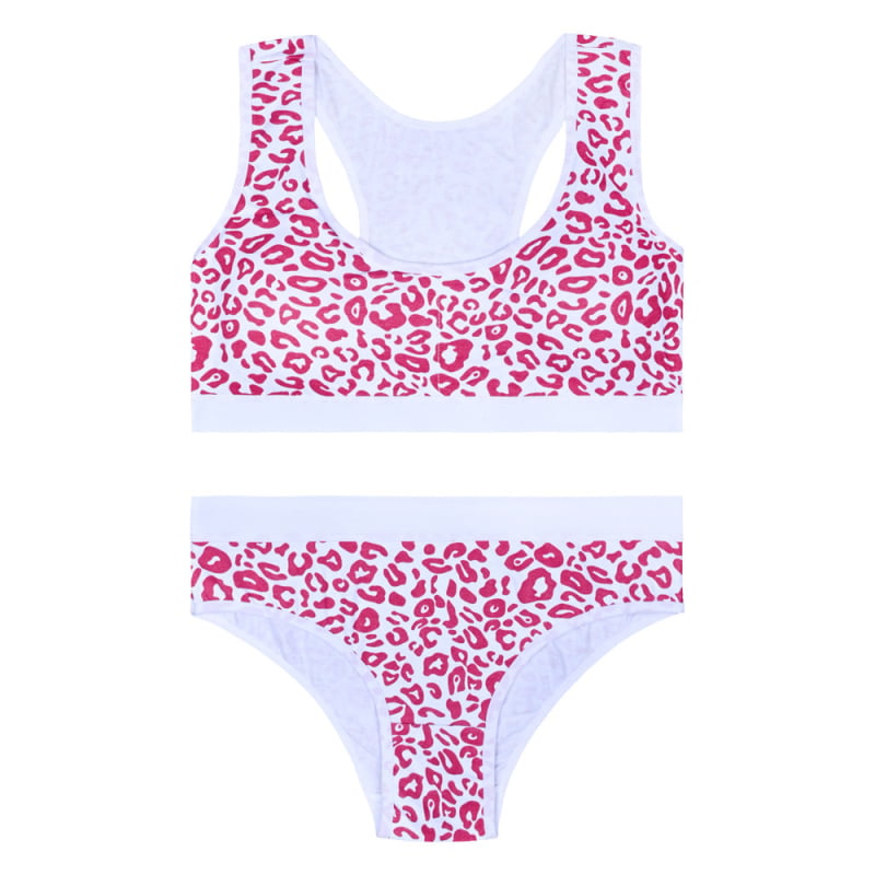 Set din bumbac cu sutien sport pentru fete, cupe fixe, 12–16 ani
