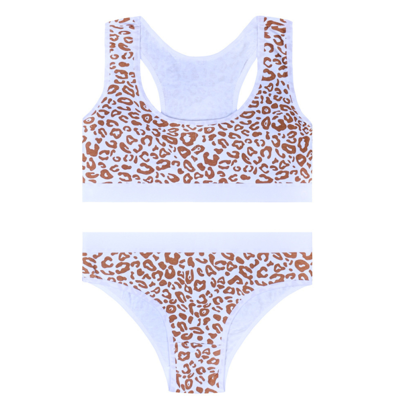 Set din bumbac cu sutien sport pentru fete, cupe fixe, 12–16 ani