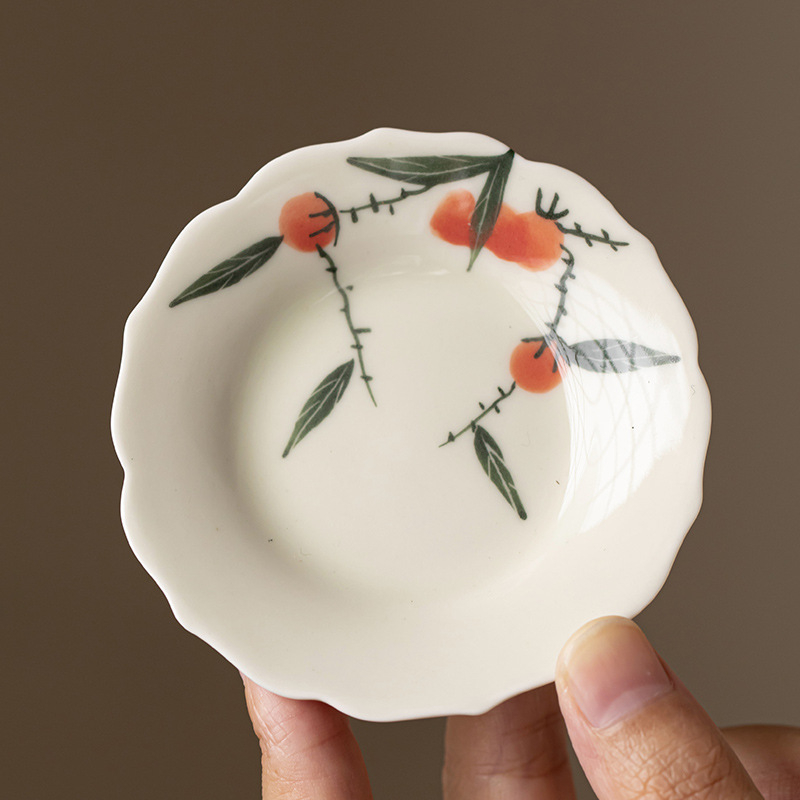 Ceașcă de ceai din ceramică, cu design persimmon, stil antic, pictură manuală, pentru uz casnic și băuturi alcoolice personale